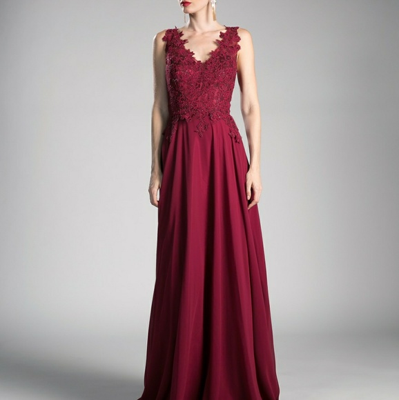 COPY - PURPLE, PINK, ETC..V NECK LACE BODICE EVENING PROM GOWN - Picture 7 of 8